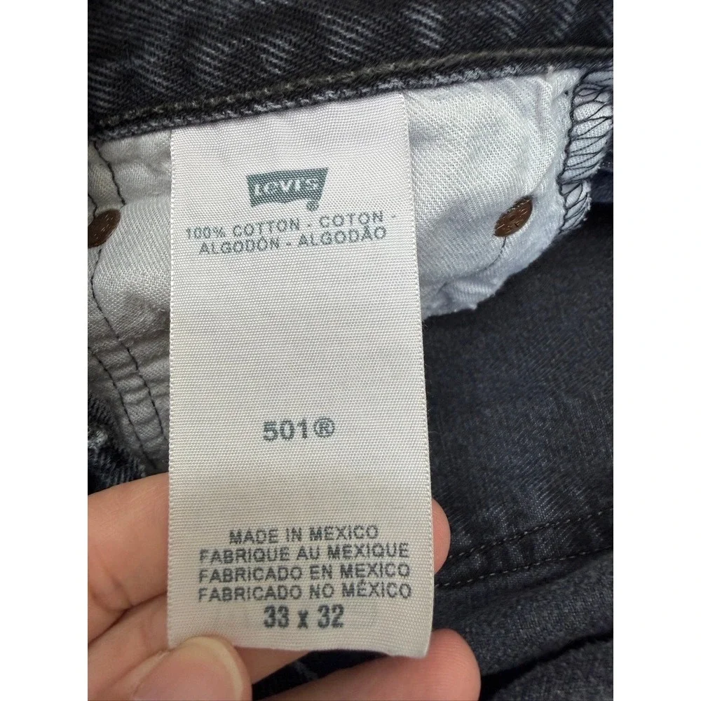 Levis 501 Original Fit Distressed Faded Black Jeans 33x32 Grunge 501-0660
